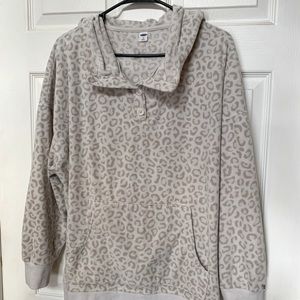 Old Navy fleece teddy sweatshirt, neutral leopard